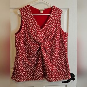 CJ Banks Red Lace Polka Dot Sleeveless Top